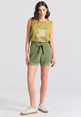 Loose fit women's towel shorts - Hunter green