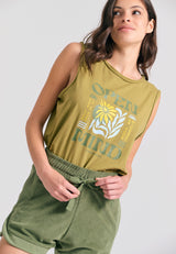 Loose fit women's towel shorts - Hunter green