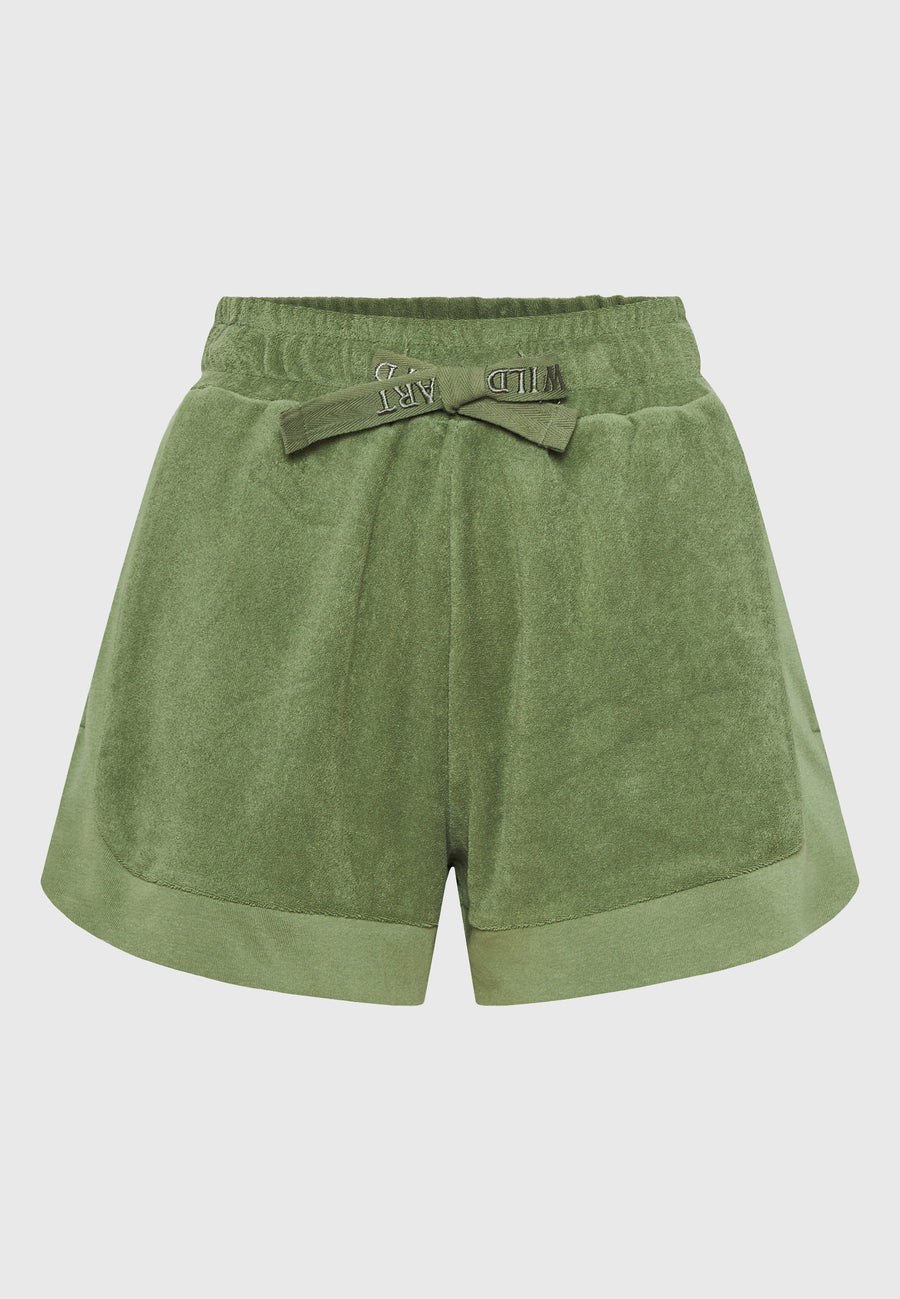 Loose fit women's towel shorts - Hunter green