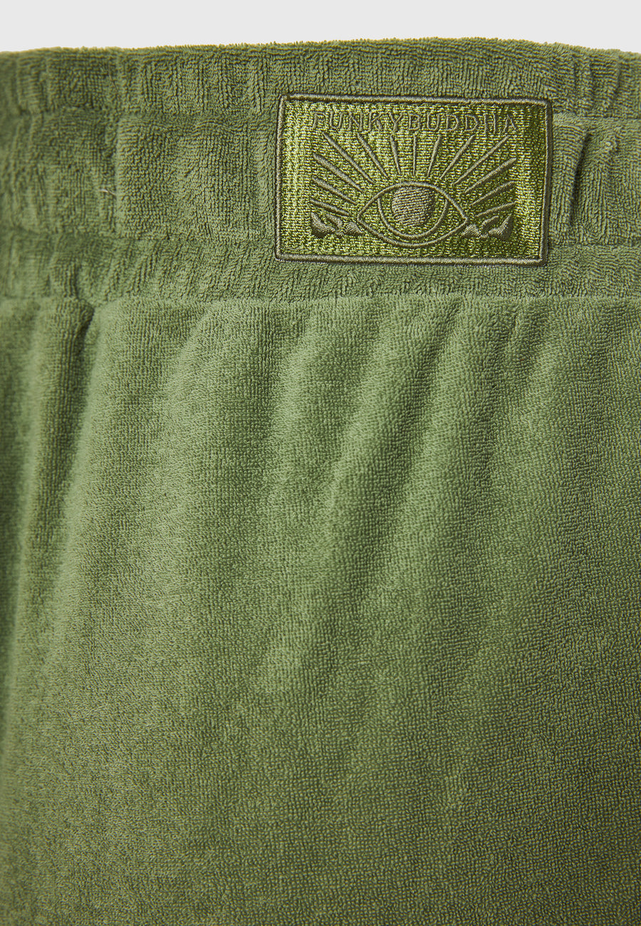 Loose fit women's towel shorts - Hunter green