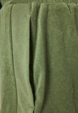 Loose fit women's towel shorts - Hunter green