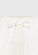 Pantaloni scurți de damă lejeri, model prosop - Alb-gălbui