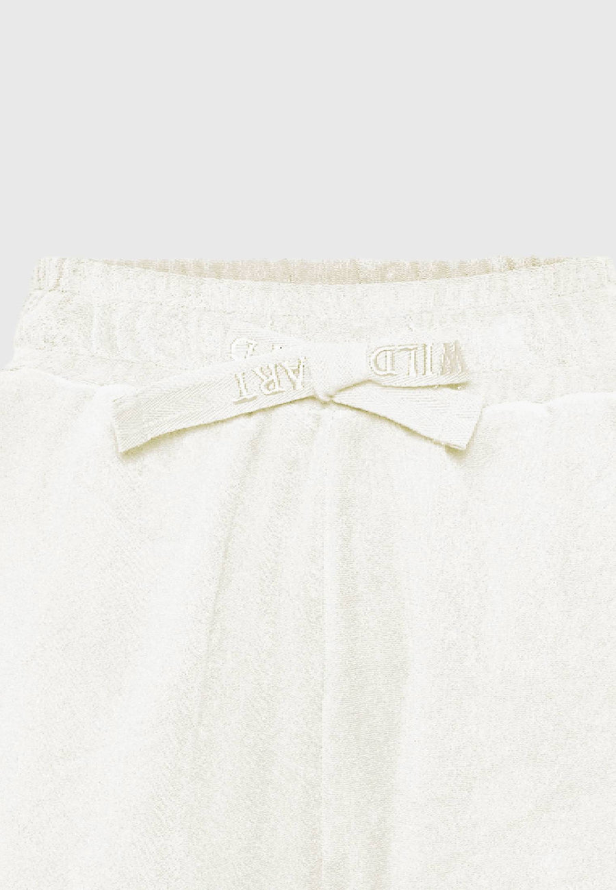 Pantaloni scurți de damă lejeri, model prosop - Alb-gălbui