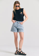 Women's t-shirt with graphic frame print on the back - Black