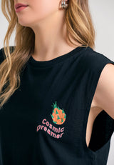 Women's t-shirt with graphic frame print on the back - Black