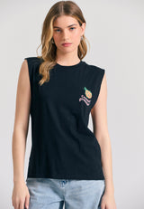Women's t-shirt with graphic frame print on the back - Black