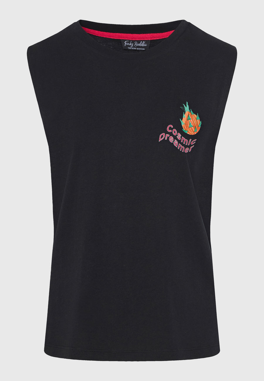 Women's t-shirt with graphic frame print on the back - Black