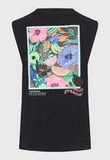 Women's t-shirt with graphic frame print on the back - Black