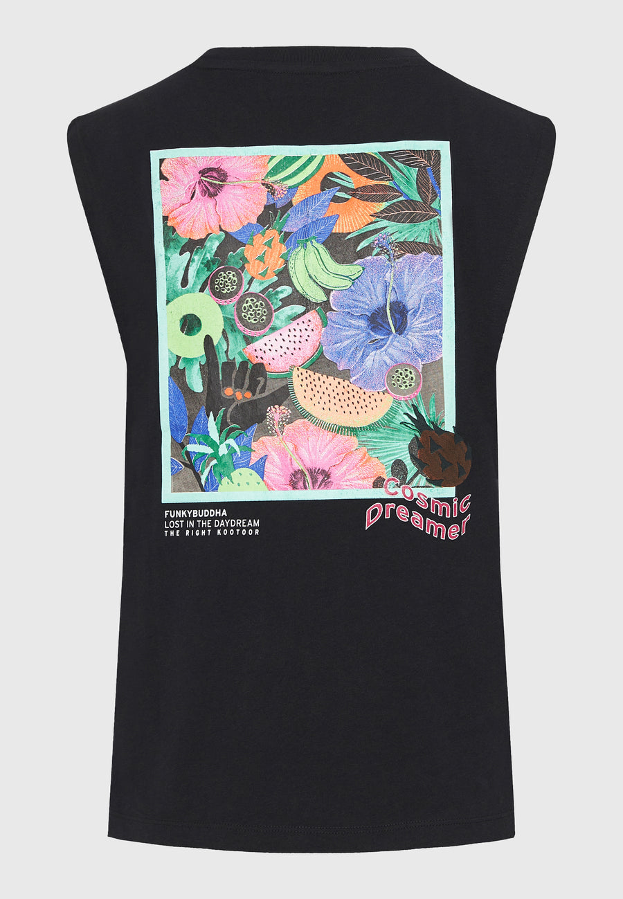 Women's t-shirt with graphic frame print on the back - Black