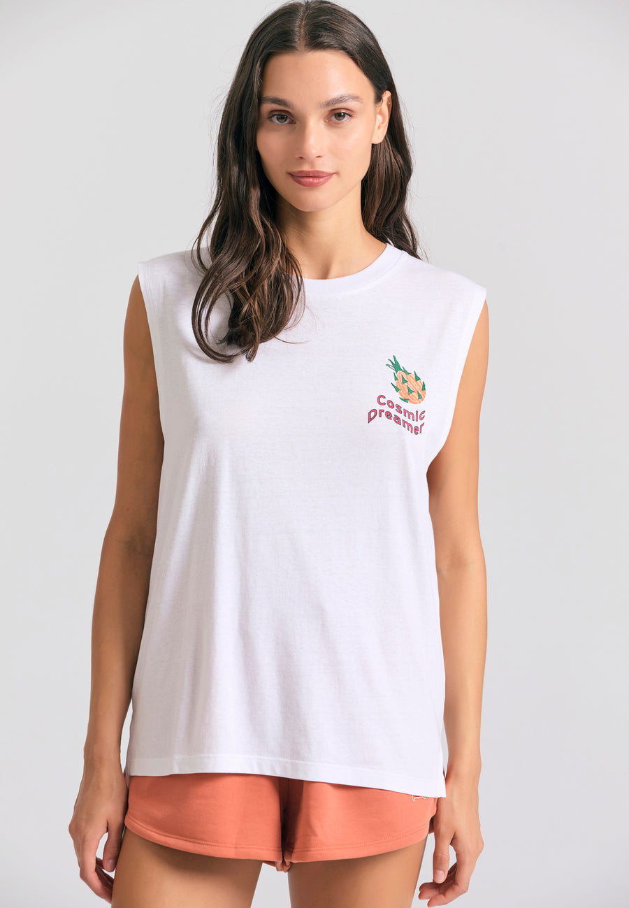 Women's t-shirt with graphic frame print on the back - White