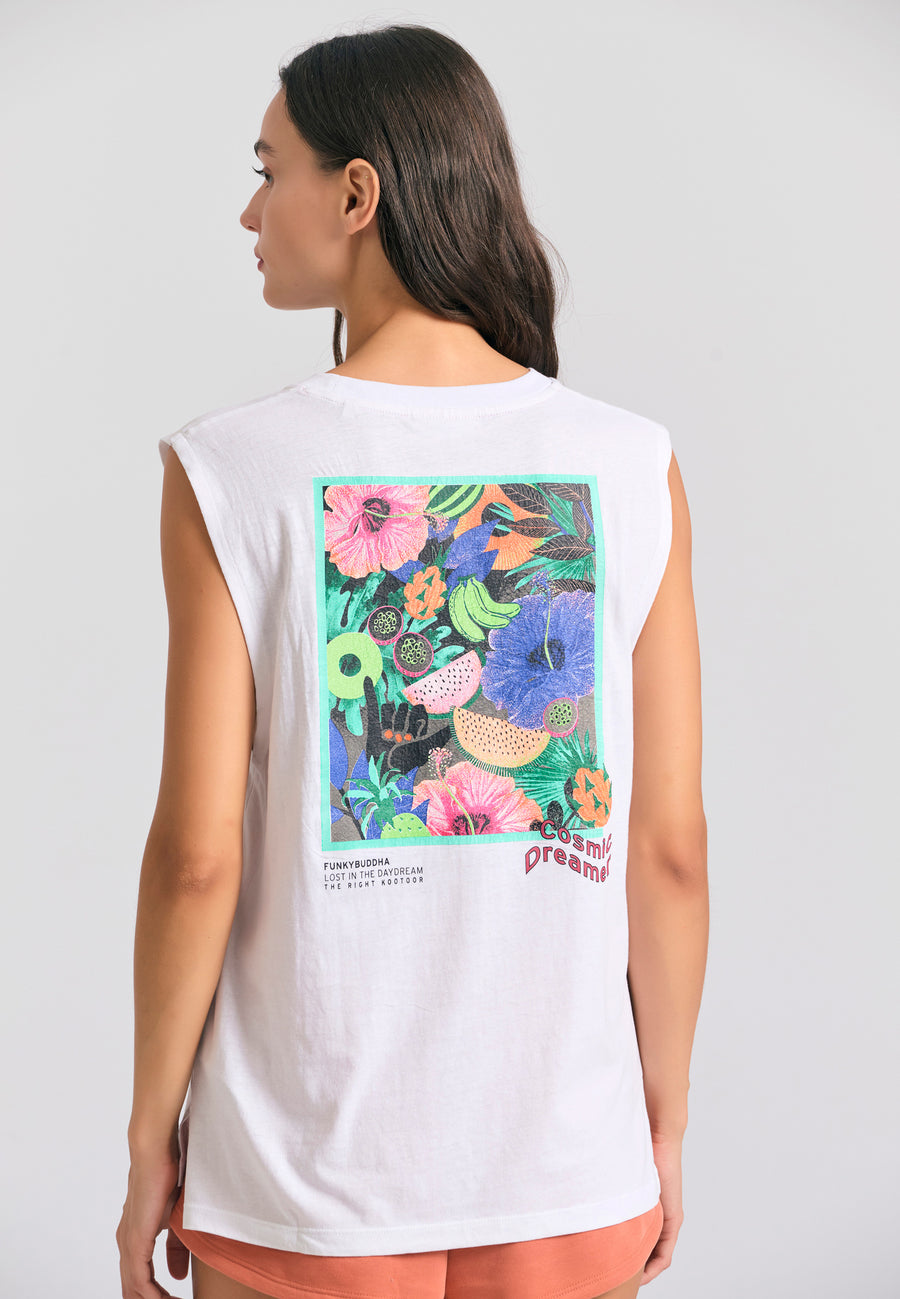 Women's t-shirt with graphic frame print on the back - White