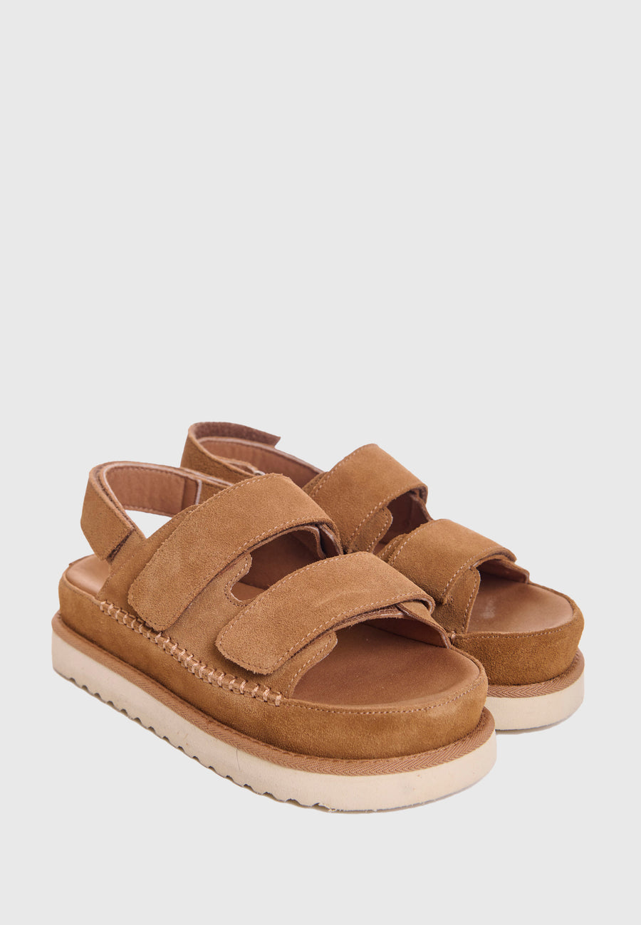 Women's suede sandals - Camel