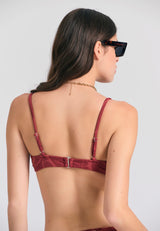 Sutien de bikini cu textură în relief - Roșu pământ