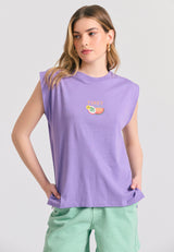Tricou de damă cu imprimeu vintage pe spate - Dahlia violet