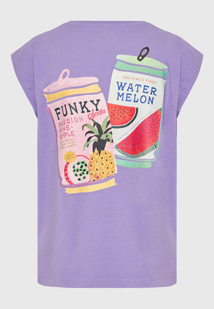 Tricou de damă cu imprimeu vintage pe spate - Dahlia violet