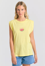Tricou de damă cu imprimeu vintage pe spate - Lemon drop