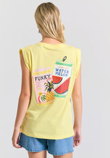 Tricou de damă cu imprimeu vintage pe spate - Lemon drop