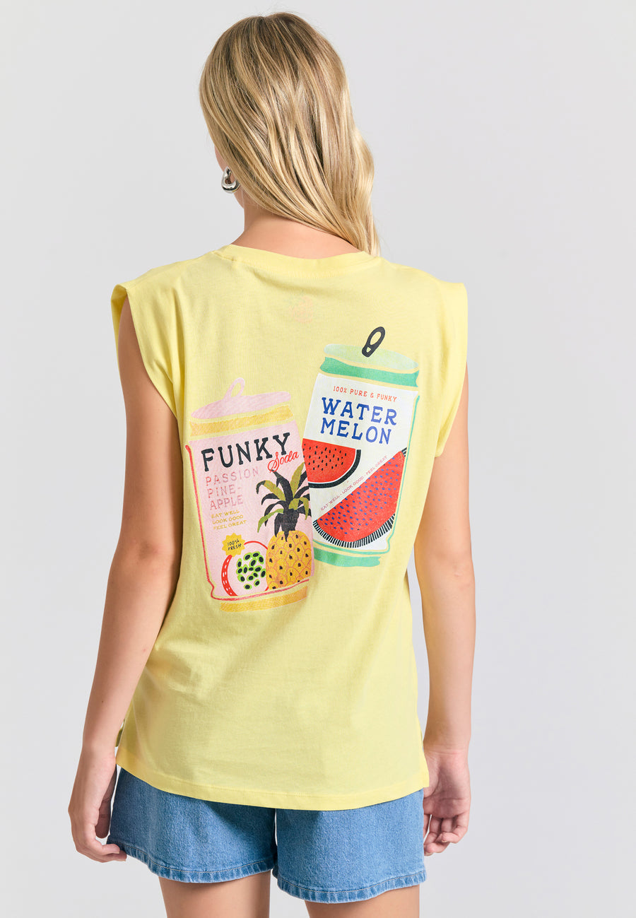 Tricou de damă cu imprimeu vintage pe spate - Lemon drop