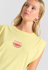 Tricou de damă cu imprimeu vintage pe spate - Lemon drop