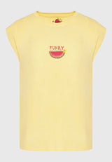 Tricou de damă cu imprimeu vintage pe spate - Lemon drop
