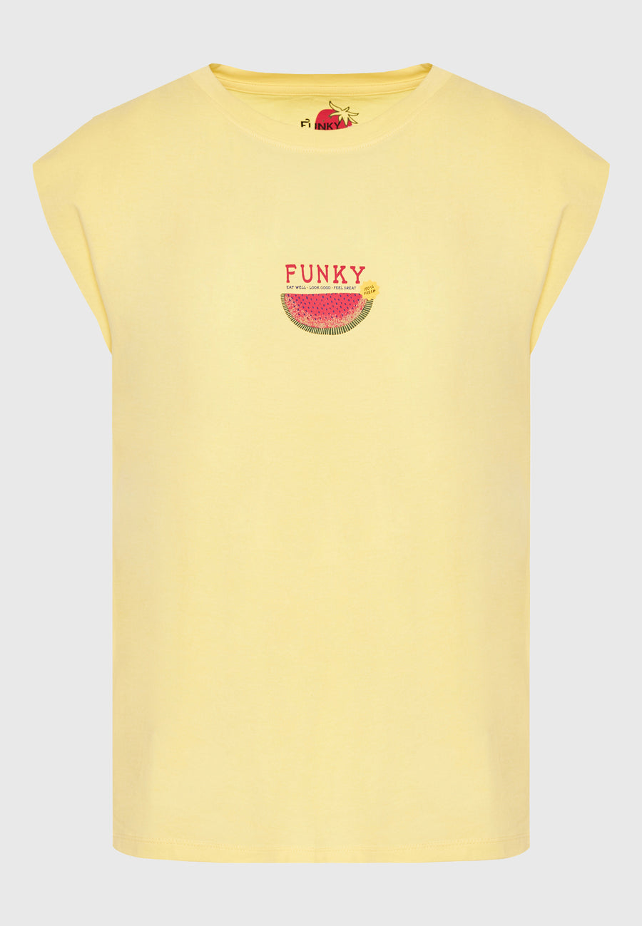 Tricou de damă cu imprimeu vintage pe spate - Lemon drop
