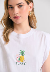 Tricou de damă cu imprimeu vintage pe spate - Alb