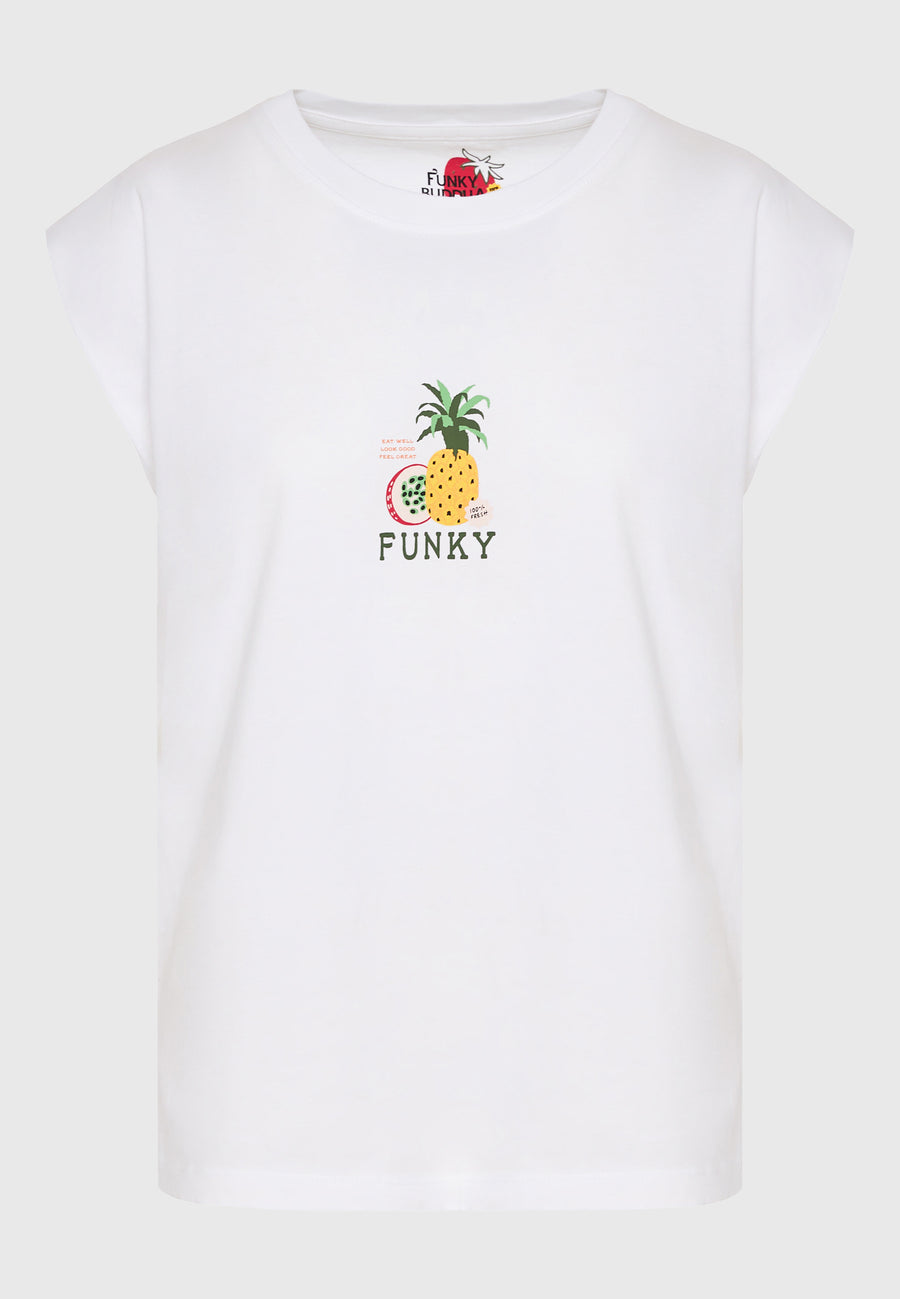 Tricou de damă cu imprimeu vintage pe spate - Alb