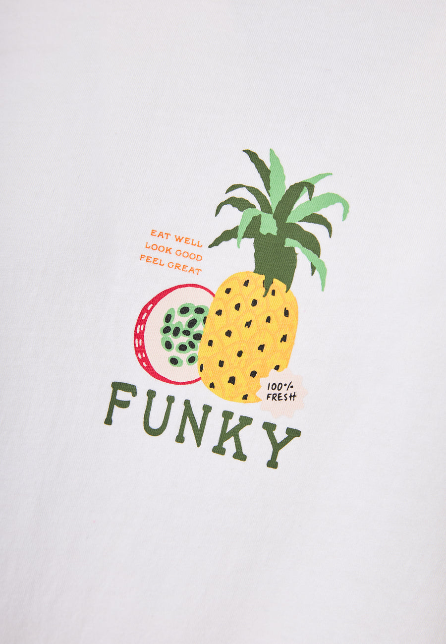 Tricou de damă cu imprimeu vintage pe spate - Alb