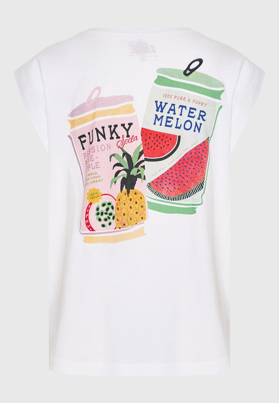Tricou de damă cu imprimeu vintage pe spate - Alb