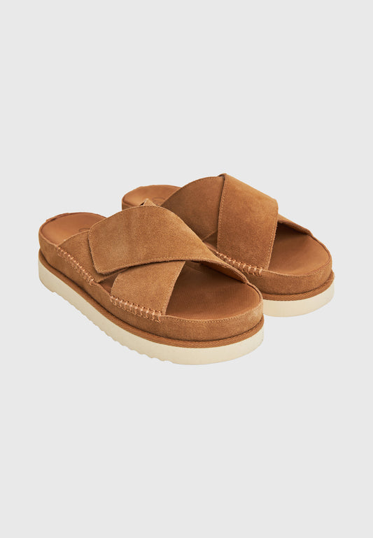 Women's suede sandals - Camel