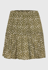 Fustă mini cu imprimeu floral - Kaki