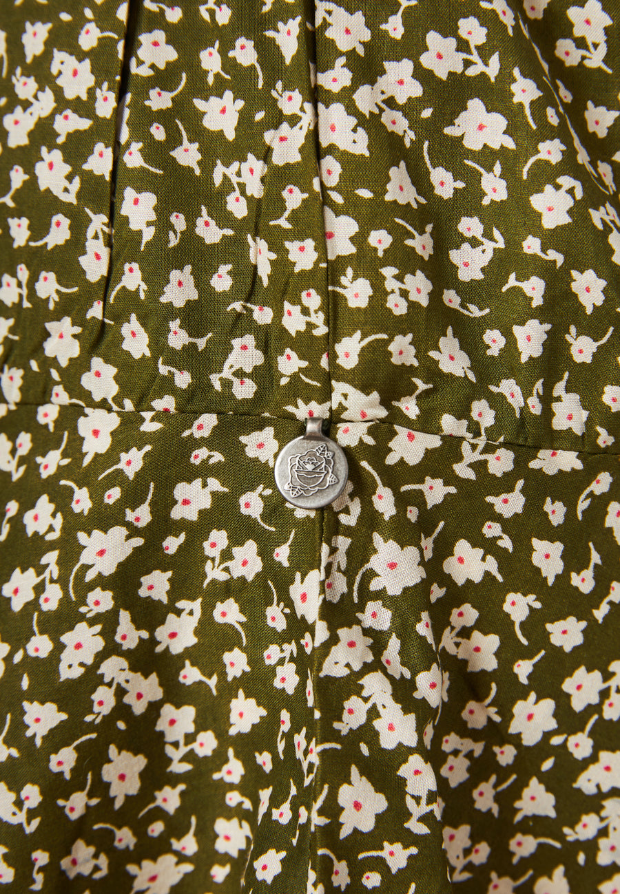 Fustă mini cu imprimeu floral - Kaki