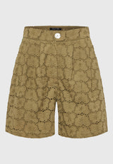 Women's embroidery shorts with pleats - Oregano