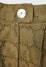Women's embroidery shorts with pleats - Oregano