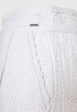 Women's embroidery shorts with pleats - White