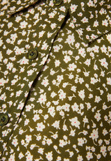 Women's loose fit floral viscose shirt - Khaki