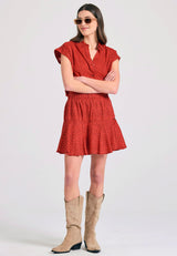 Women's loose fit floral viscose shirt - Spice brown
