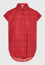 Women's loose fit floral viscose shirt - Spice brown
