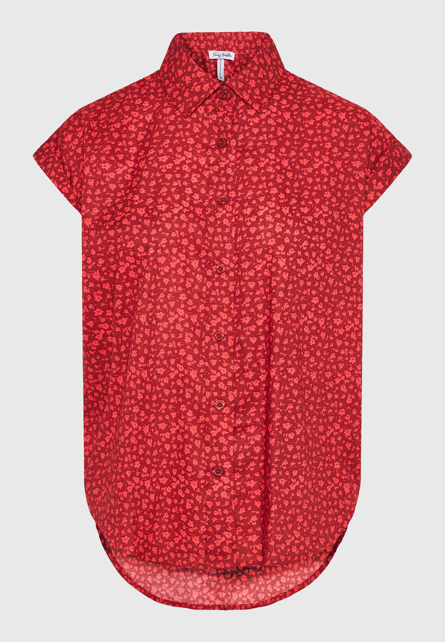 Women's loose fit floral viscose shirt - Spice brown