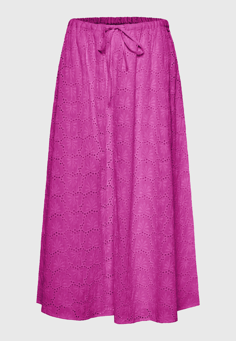 Fustă midi cu broderie în linia Alpha - Orhidee