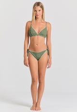 Sutien de bikini cu imprimeu integral și cusături decorative - Verde vânător