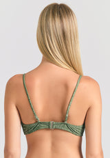 Sutien de bikini cu imprimeu integral și cusături decorative - Verde vânător