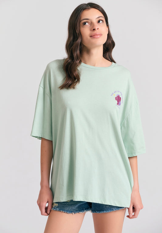 Tricou lejer cu imprimeu fotografic pe spate - Mentă