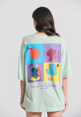 Loose fit t-shirt with photographic print on the back - Mint