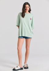 Loose fit t-shirt with photographic print on the back - Mint
