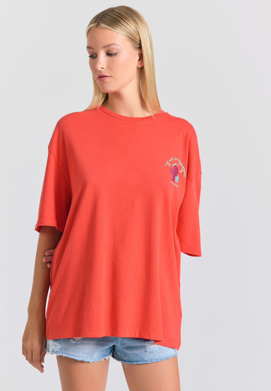 Tricou lejer cu imprimeu fotografic pe spate - Tomato