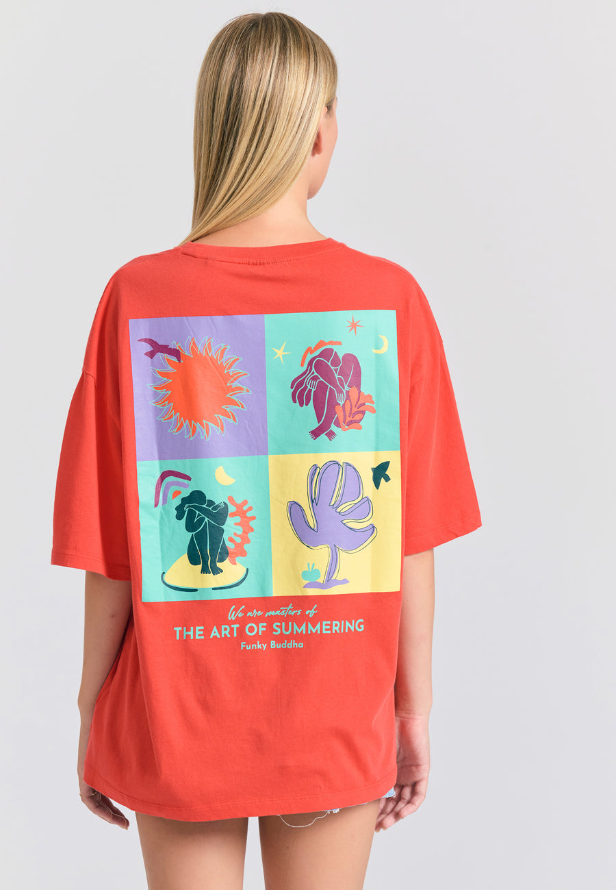 Tricou lejer cu imprimeu fotografic pe spate - Tomato
