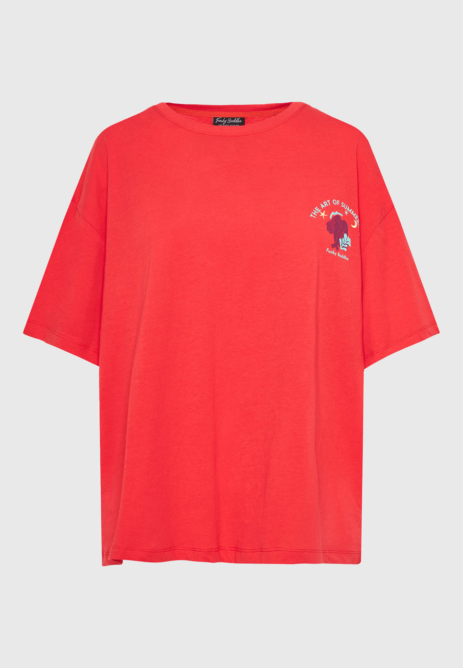 Tricou lejer cu imprimeu fotografic pe spate - Tomato