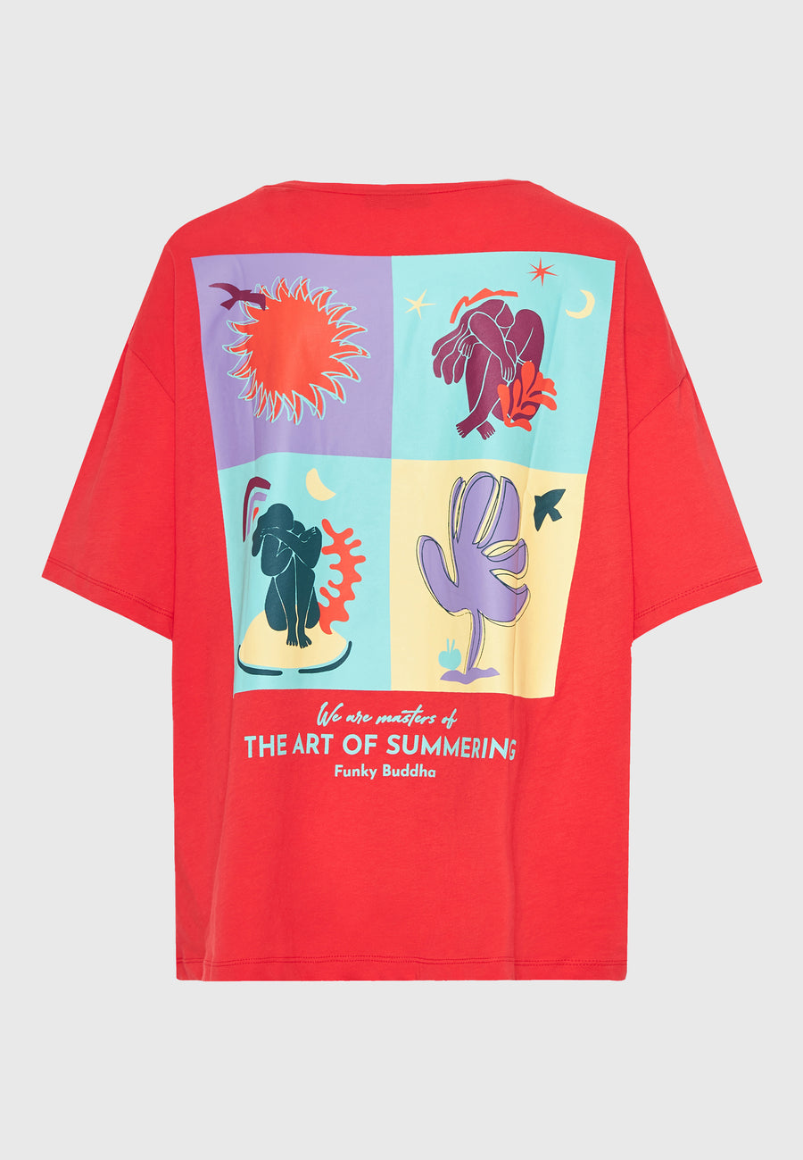 Tricou lejer cu imprimeu fotografic pe spate - Tomato