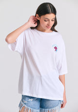 Tricou lejer cu imprimeu fotografic pe spate - Alb
